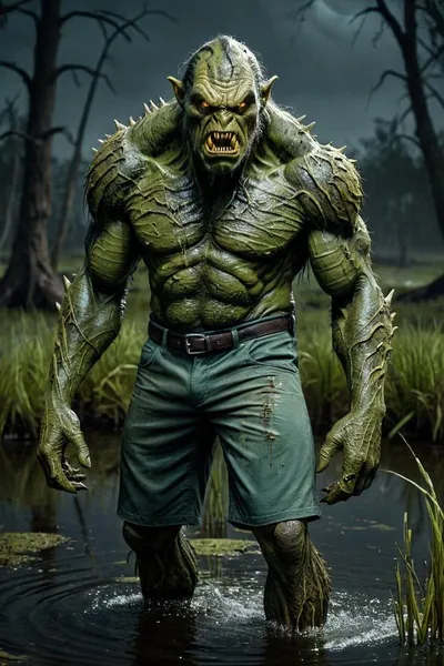 Pelkių Monstras fone