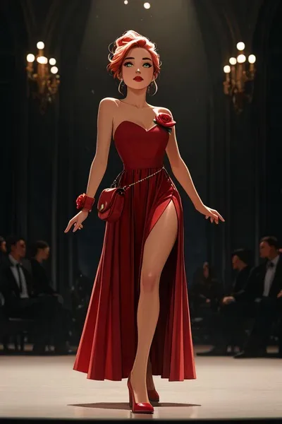 Dáma v červeném pozadí