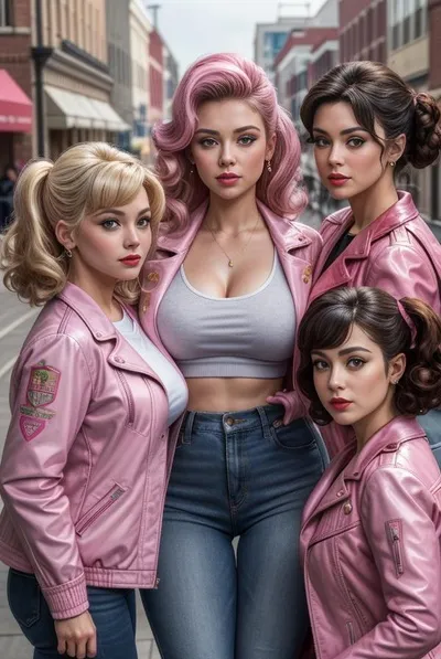 السيدات الورديات الخلفية